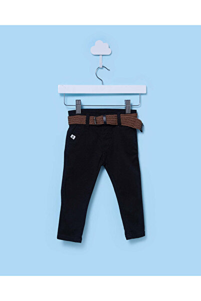 REDTAG بنطلون تشينو أسود بحزام للأطفال الرضع