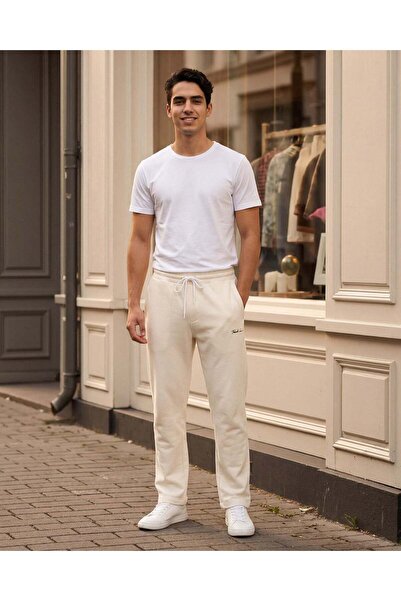 REDTAG Men Ivory Interlock Track Pants