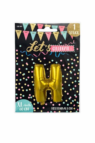 Party Gold foil balloon letter "H", 60 cm