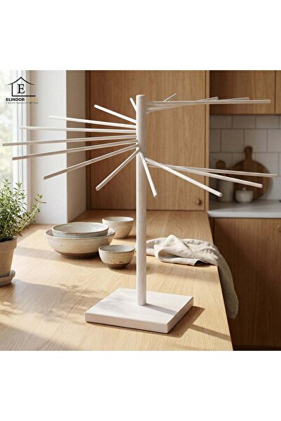 Elindor ® Suport de uscare a pastelor XXL din lemn, cu 16 brațe detașabile, î...