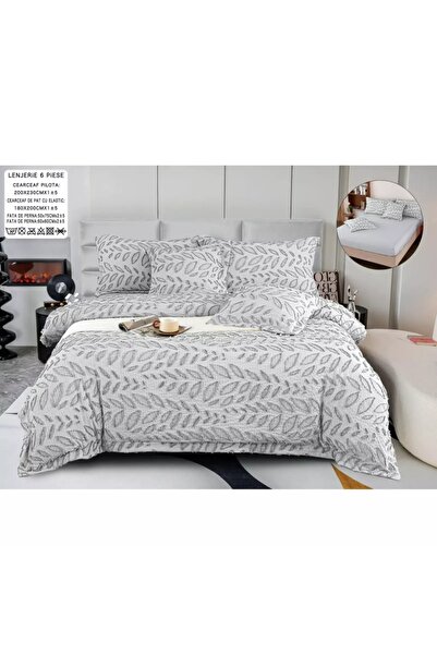 Casa Pucioasa Duvet Cover Set Set - 6 Pieces Fine Smooth Cotton , Grofata Wit...