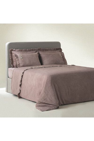 Ecocotton طقم غطاء لحاف زايرا بحجم كبير، 100% قطن عضوي ساتان مطرز يدويًا، مقا...