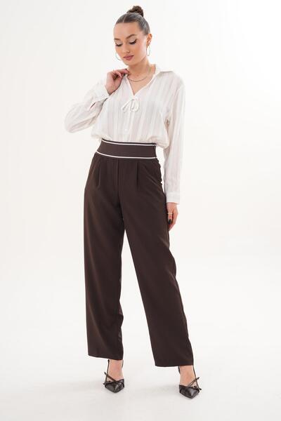 ŞİMAL Women's Piping Wide Leg Trousers 260117 -