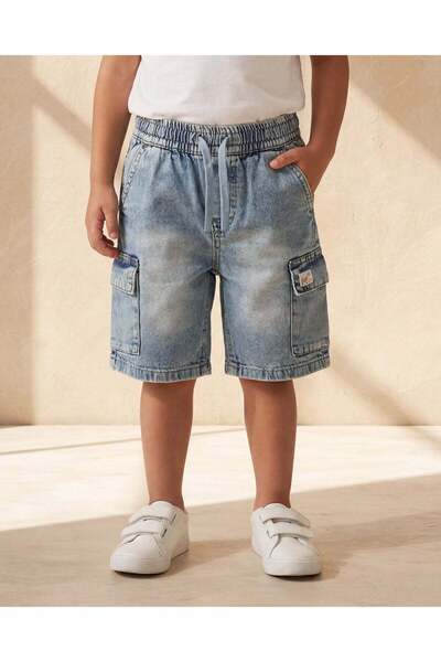 REDTAG شورت دنيم كارجو فاتح اللون للأولاد