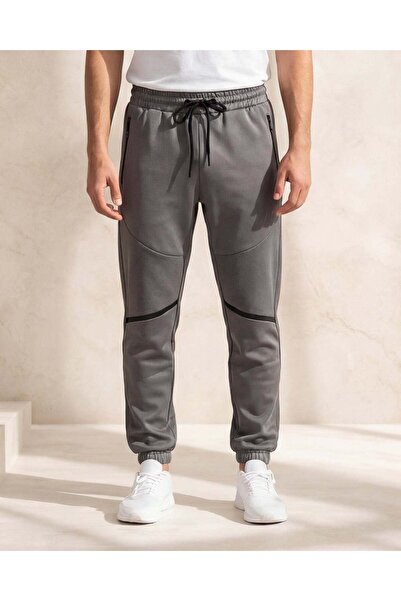 REDTAG Men Charcoal Solid Active Pants