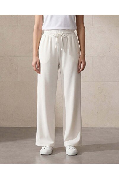 REDTAG Women White Wide Leg Elasticated Waist Active Pant