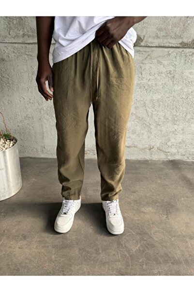 KağanKY Khaki Tensel Fabric Boyfriend Pants