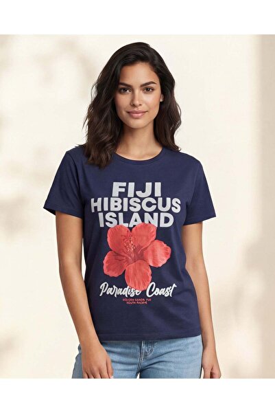 REDTAG تيشيرت نسائي مطبوع قماش إنترلوك الكحلي