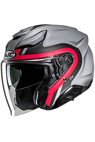 HJC F31 Bask MC1SF Yarım Motosiklet Kaskı Gri Kırmızı