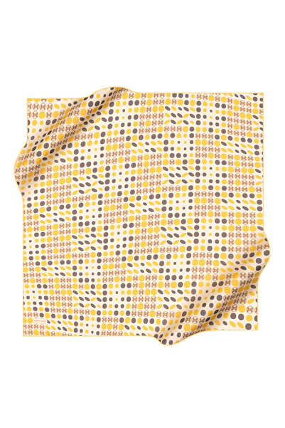 Pierre Cardin Yellow 90X90 Silk Crepe Satin Scarf