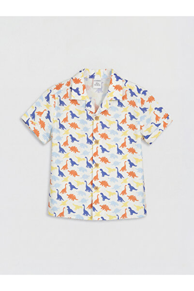 LC Waikiki قميص أبيض للأولاد مطبوع عليه ديناصور من White Resort