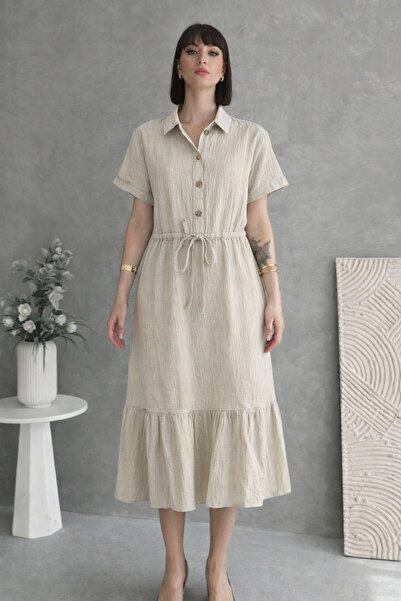 MEGOMEL Rochie midi cu șireturi în talie