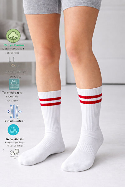 e-Taktik Striped Green - Red - Navy Blue Color 100% Cotton Terry Sole College...