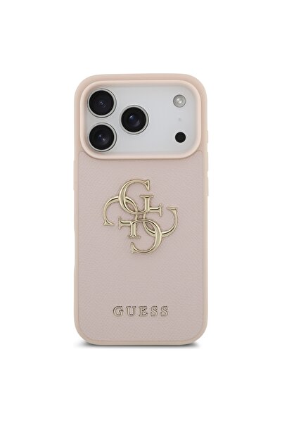 Guess Grained Big 4G Leather Case for iPhone 17 Pro, Pink