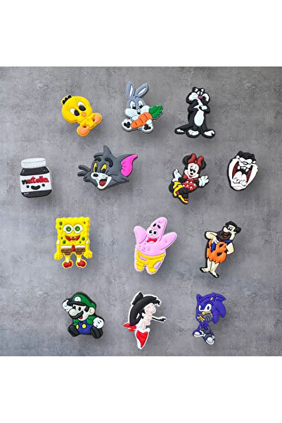 Buki'nin Atölyesi Jibbitz Terlik Süsü 13'lü Set Nutella,sünger Bob,tazmanya C...