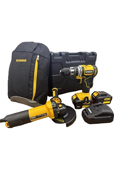Rtrmax RTX2020 4Ah Çift Akülü Vidalama + RTM102 Avuç Taşlama Bez Çanta Hediyeli