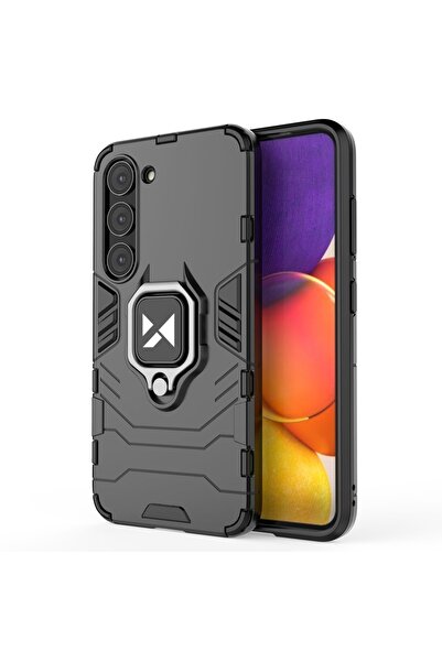 WOZINSKY Ring Armor Magnetic Case for Samsung Galaxy S23 Plus, Black