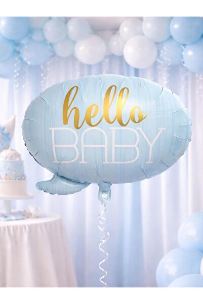 Parti Adresi Hello Baby Folyo Balon – Baby Shower Süsü Mavi 60 cm