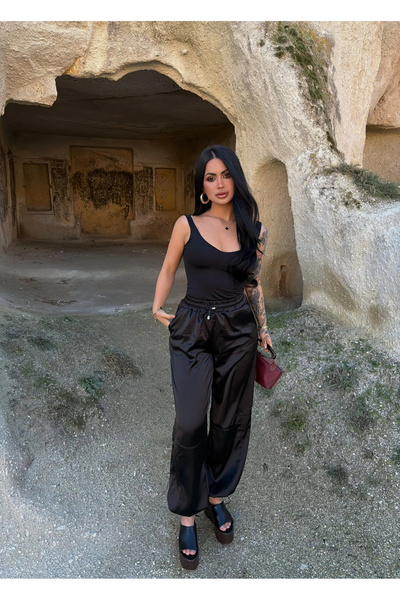 kırmızı butiks Saten Şalvar Pantolon