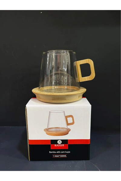 esonez Bambu Altlıklı ve Saplı Cam Kupa
