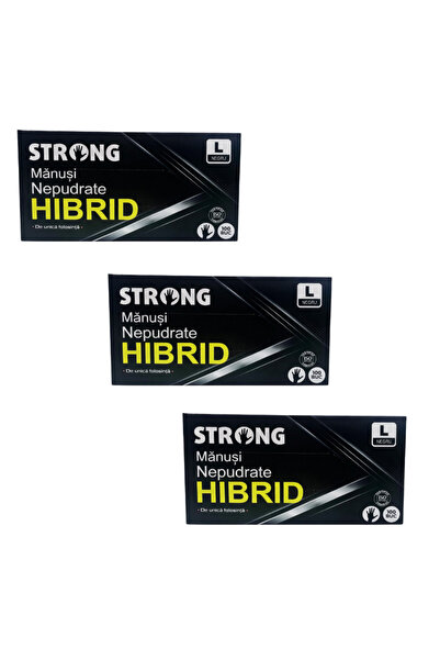 Strong Promo Pack 3 x Black nitrile + vinyl gloves, Strong, Hybrid, powder-fr...