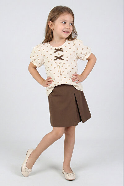 Dmb Set de muselină cu model inimioare și detaliu fundă pentru fete