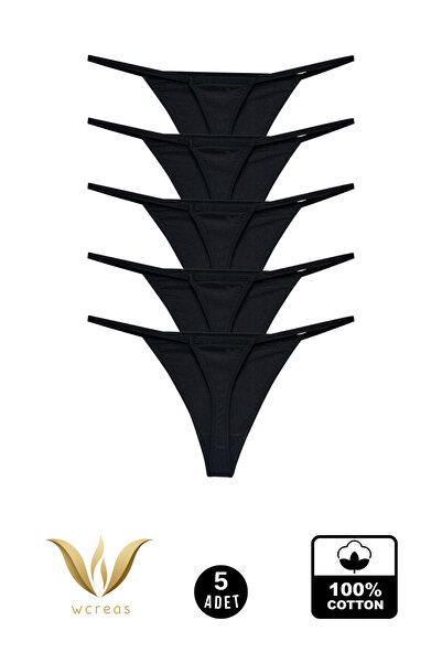 KADIN İPLİ TANGA, PAMUKLU YUMUŞAK KUMAŞ G-STRİNG TANGA 5'Lİ PAKET