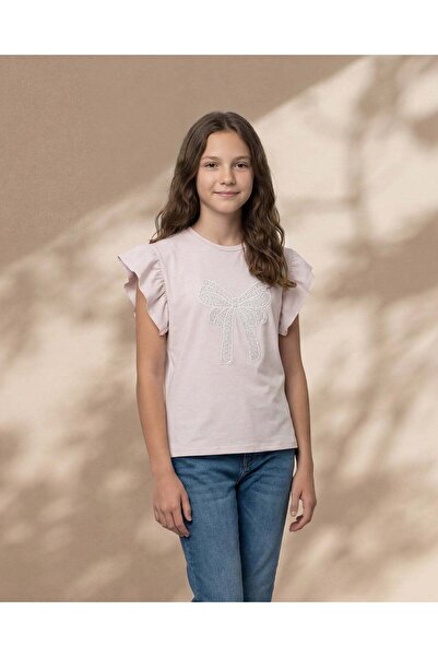 REDTAG Senior Girls Pale Pink Heart Embellished Top