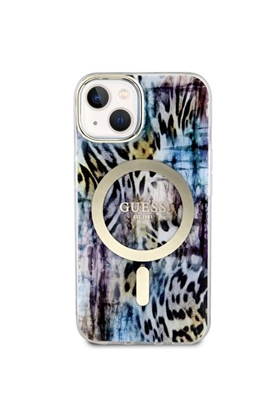 Guess Leopard MagSafe Case for iPhone 13/14/15 6.1" - Blue