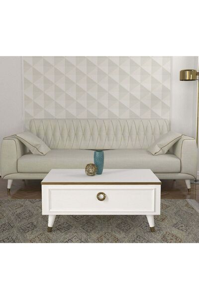 UnicUtil Masa de cafea Luxury Edition cu Sertar Rabatabil, 90 x 60 x 38 cm, A...