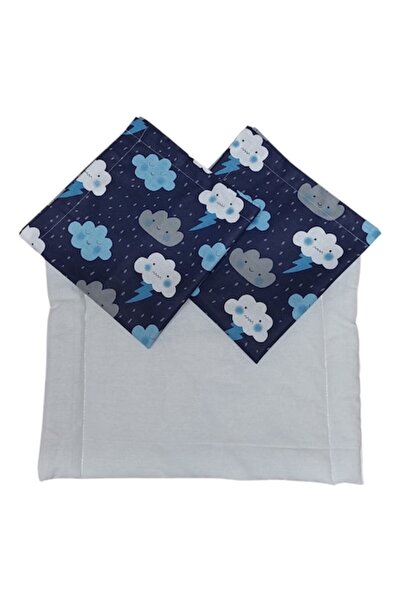 Albatex Home Комплект плоски възглавница 30×40x2 см с два калъфа, тъмносин мо...