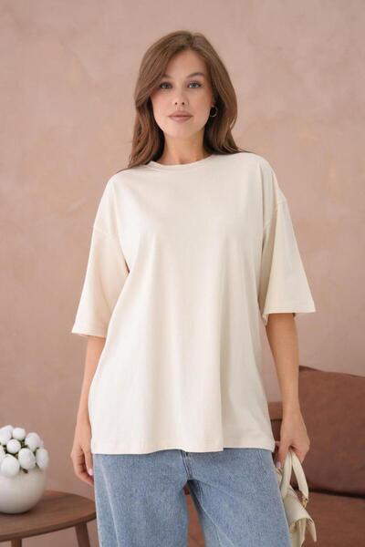 fuşyha butik تي شيرت نسائي أساسي مطبوع برقبة دائرية