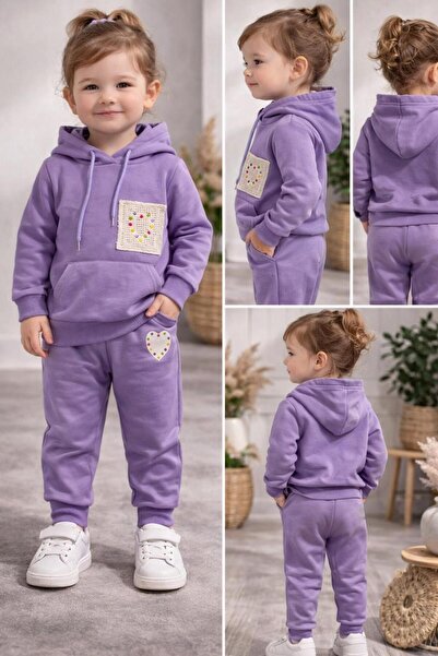 EGELİMODA Hooded Seasonal Lilac Girls' Tracksuit Set