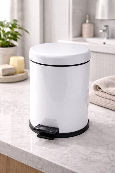 Yufira Life Pedallı Amortisörlü Banyo Beyaz Çöp Kovası 5 L – Soft Close Kapaklı