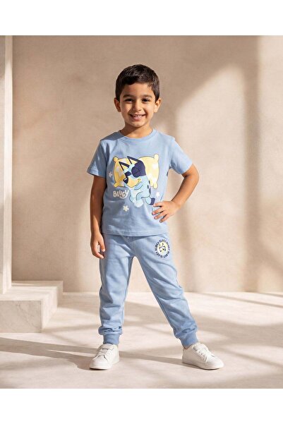 REDTAG Boys Dark Blue Bluey T-Shirt & Long Pant Pyjama Set