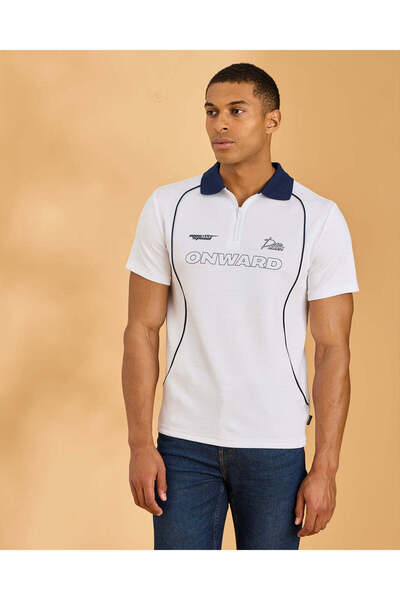 REDTAG Men Ivory Printed Polo Shirt