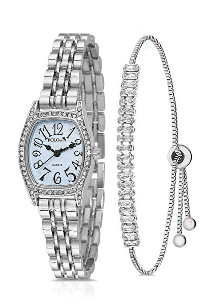 Polo Air Vintage Numerals Women Wristwatch Zircon Stone Baguette Bracelet Com...