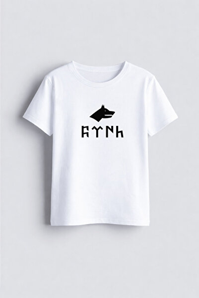 AYDESİGN تي شيرت تركي للأطفال باللون الأبيض مطبوع عليه نص بوزكورت جوكتوركتشي