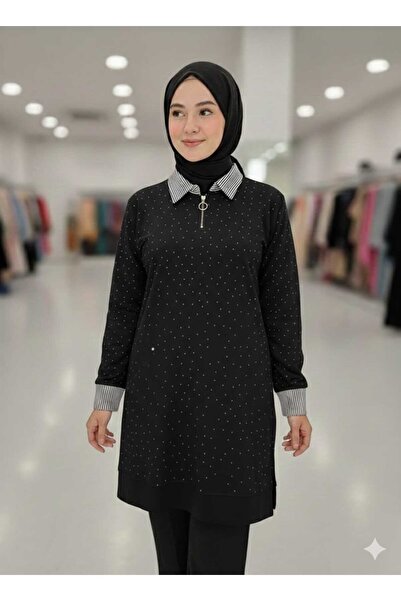 VOSSBOLD Tesettür Full Taşlı Yakalı tunik