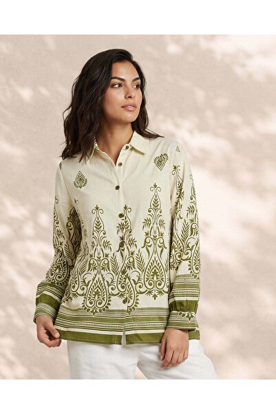 REDTAG Women Green Printed Blouse