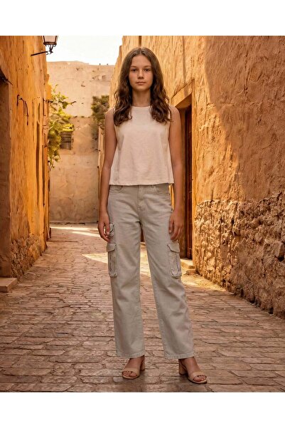 REDTAG بنطلون كاجوال أزرق للبنات في المرحلة الثانوية