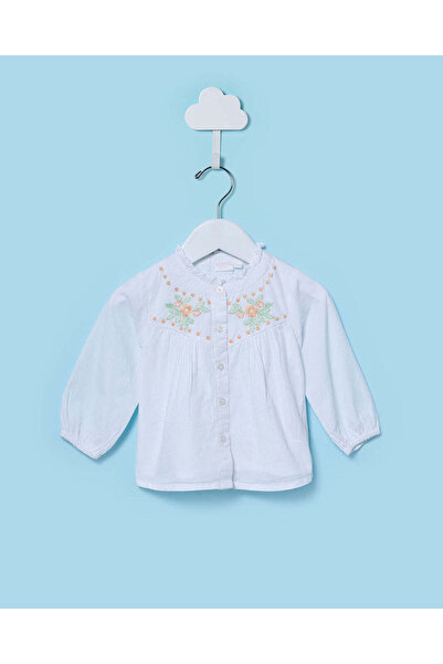 REDTAG Infant Girls White Embroidered Blouse