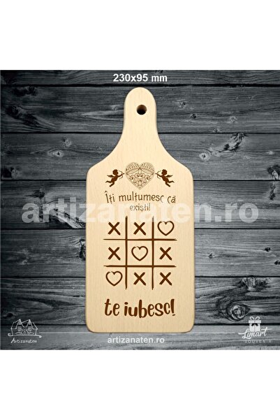 LimArt Personalized wooden chopping board with engraved message, XO, 23 cm x ...
