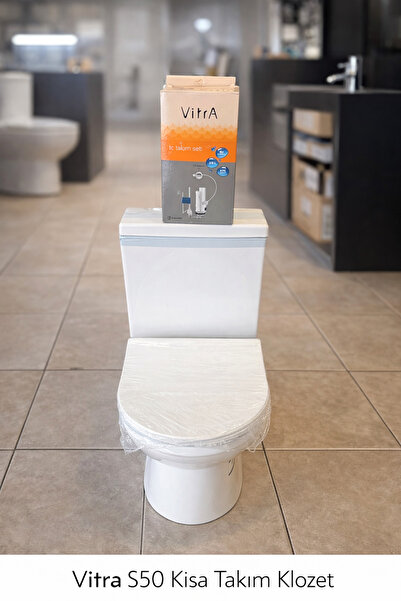 VitrA S50 Kısa Takım Klozet + Duroplast Kapak + Çift Basmalı İç Takım – Tam Set