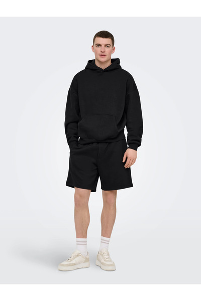 Only & Sons Men's Black Shorts with Drawstring Waist - 22037611