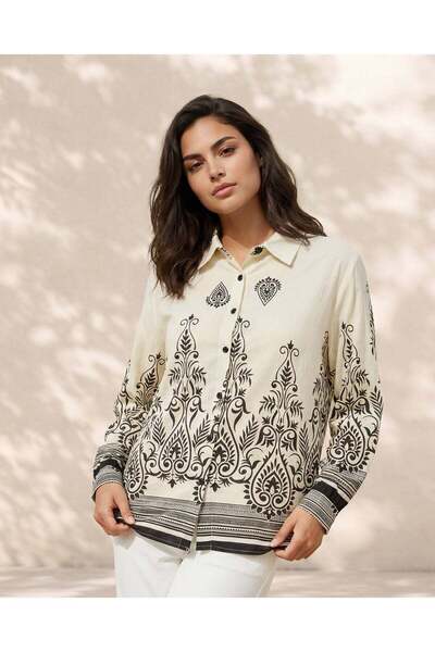 REDTAG Women Beige And Black Printed Blouse