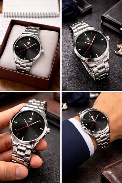 SPOLO Erkek Kol Saati – Çelik Kordon, Siyah Kadran, Şık ve Günlük Kullanım