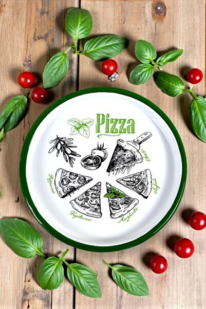İnci Emaye 22 No. Pizza Plate Tray Supla Pastry Plate Serving Plate 22cm