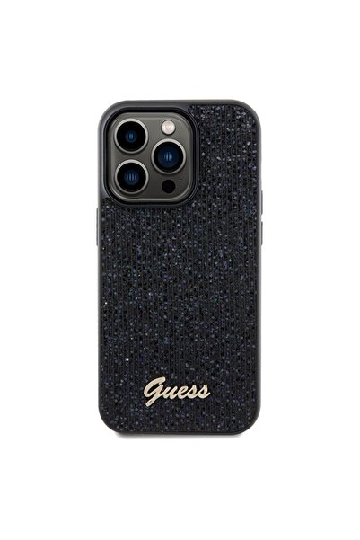Guess Disco Metal Script TPU Case for iPhone 14 Pro Max - Black