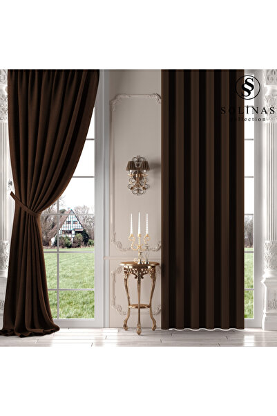 Solinas Collection Diamond Dark Brown 1 X 3 Tight Pleated Background Curtain ...